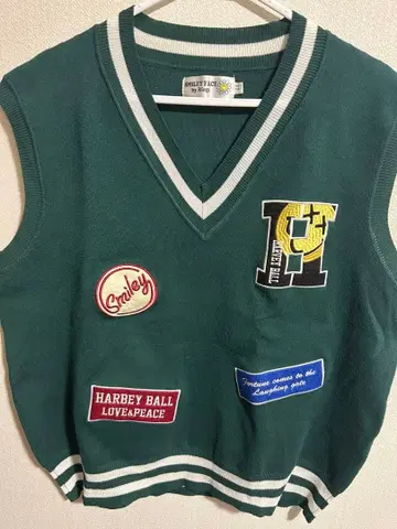 SMILEY FACE 그린 니트 베스트