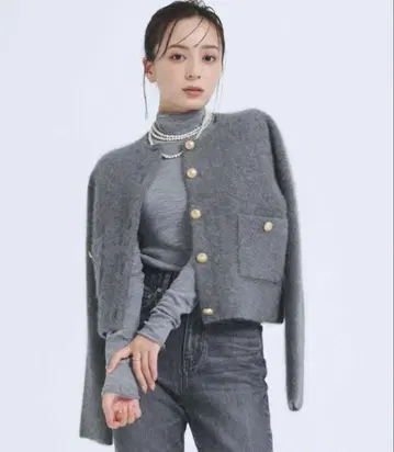 [ 새상품급 ] anuans 라쿤 블렌드 노카라 니트 자켓 아뉴앙스