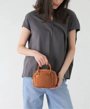 파피루스 실크 미니 보스턴 백 브라운