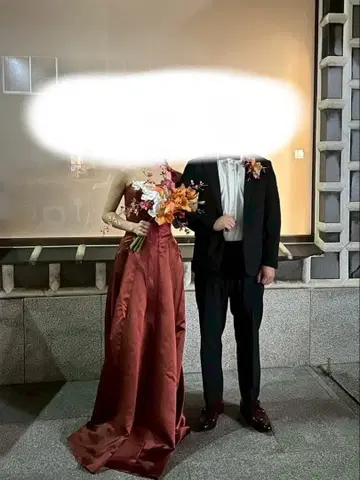 새틴 칼라 드레스 2차 웨딩 테라코타 와인 레드