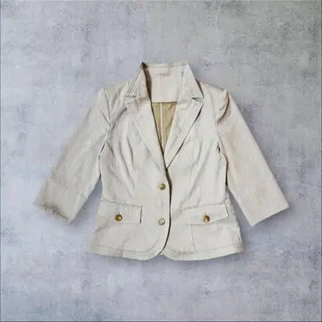 테일러드 자켓 7부 소매 내추럴 베이지 아이보리 골드 버튼