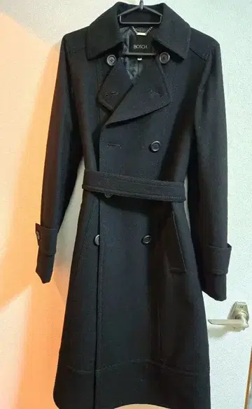 BOSCH 블랙 더블 브레스트 롱 코트 새상품급