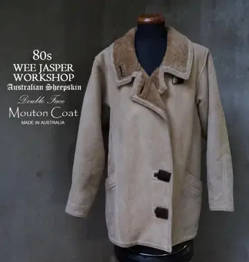 80s 호주산 베이지 양가죽 더블 페이스 무스탕 코트