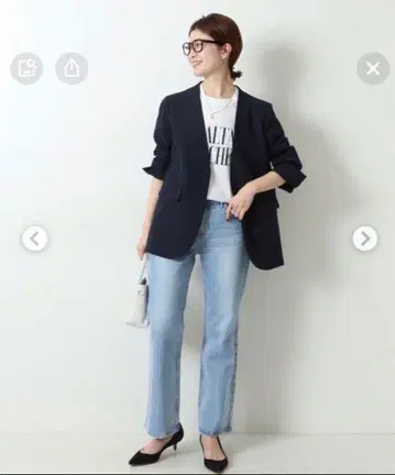 스픽 앤 스팬 린넨 라이크 노카라 자켓 네이비