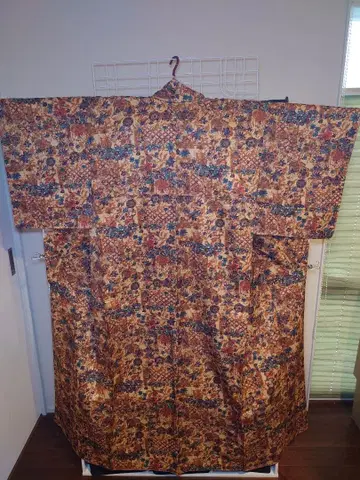 새상품급 시츠케츠키 워셔블 기모노 코몬 이중 기모노 초화무늬