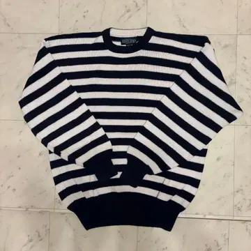 90s 랜즈엔드 LANDSEND 보더 무늬 코튼 니트 미국제 아메카지