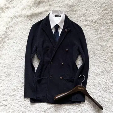 [ 새상품급 ] LARDINI 네이비 더블 니트 자켓 사이즈 M 상당