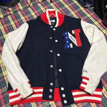 NEW ERA 바시티 자켓 M 네이비/화이트/레드