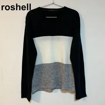roshell 로셸 스웨터 보더 바이컬러 컬러 블록 XL