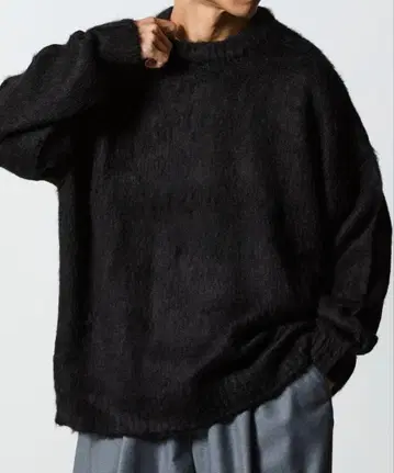 프릭스스토어 릴랙스핏 크루넥 샤기 니트 블랙 M