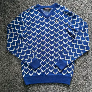 르꼬끄 스포르티브 올 패턴 니트 스웨터 골프웨어 블루 계열 LL
