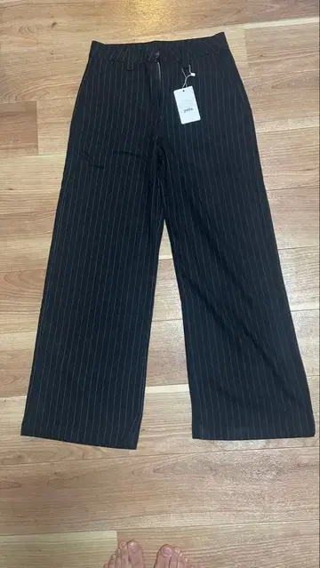 블랙 스트라이프 와이드 팬츠 M