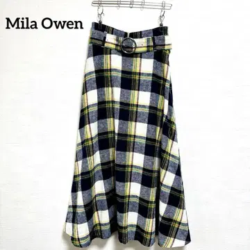 미라 오웬 플레어 롱 스커트 체크 벨트 포함 가을 겨울