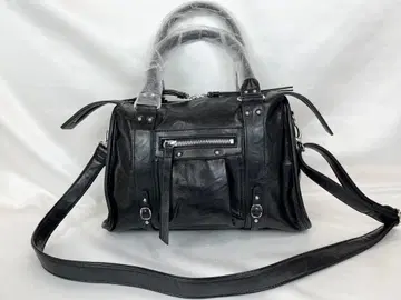 [택 포함 새상품] JEANASIS 앤티크 인조 가죽 보스턴 백 블랙