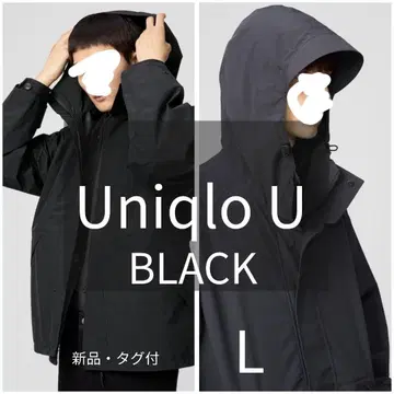 [ 새상품 택 포함 ] 유니클로 U 블록 테크 유틸리티 후드티 블랙 L