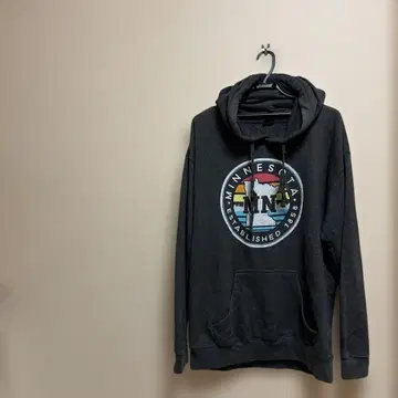 미네소타주 로고 다크 그레이 후드티 L 빈티지