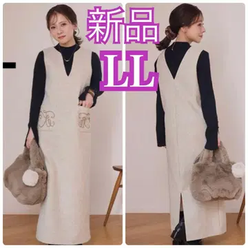 새상품 시마무라 yumi 코드 자수 오버롤 스커트 LL