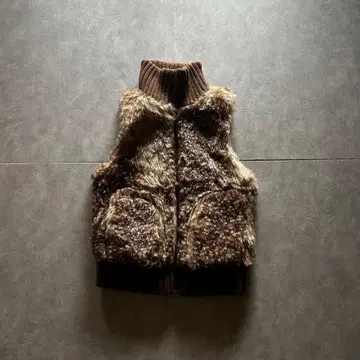 아카이브 그런지 퍼 베스트 y2k 브라운