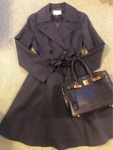미사용 새상품 엠프리미어 여배우 드레스 트렌치코트 네이비 34