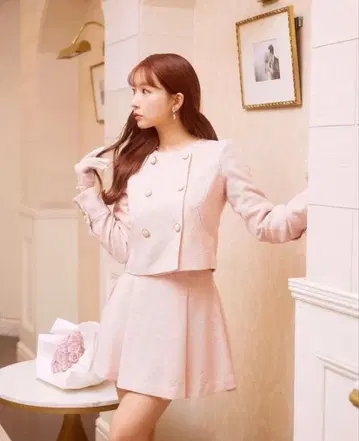 MISTREASS 미스트레아스 자켓 스커트 셋업 핑크