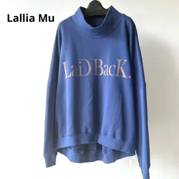 새상품 Lallia Mu 스탠드넥 속기모 맨투맨 블루