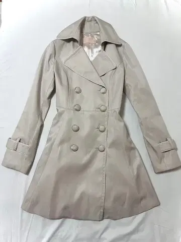 베이지 더블 브레스트 트렌치코트 도트 무늬 도트 레트로 y2k 헤이세이