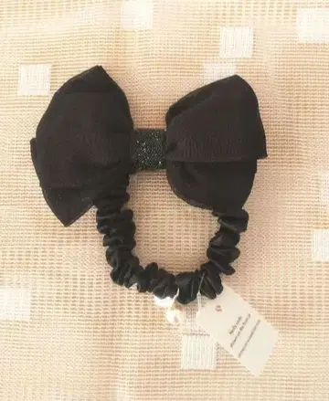 리본 스크런치 머리끈 스와로브스키 블랙