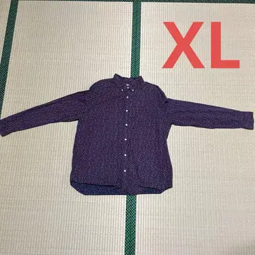 XL 코튼 100% 네이비 꽃무늬 긴팔 셔츠