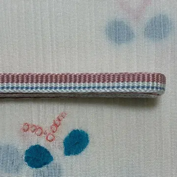 오비 장식 천 & 허리띠 삼분끈_01 청록색의 이엔 & 핑크 줄무늬