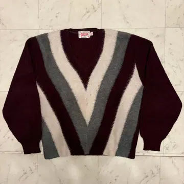 60s 빈티지 모헤어 니트 아가일 무늬 가디건 아메카지