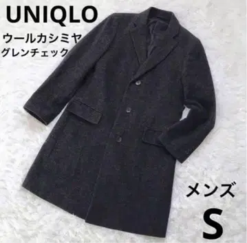 [컨디션 최상] UNIQLO 울 캐시미어 체스터 코트 글렌체크 남성용 S