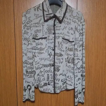 이타리야 문자 프린트 긴팔 셔츠와 탱크탑 세트