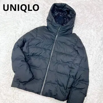 유니클로 심리스 다운 후드티 블랙 XL