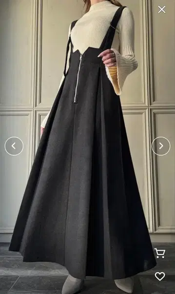 [ JUNOAH / 주노아 ] 프론트 하프 지퍼 오버롤 스커트