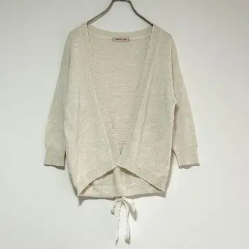 n0864 [아푸와이저 리셰] 가디건 시스루 니트 화이트 골드