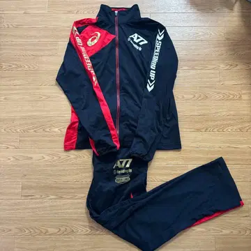 asics 아식스 A77 저지 블랙/빨간색 상하의 세트 셋업