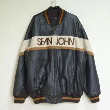 숀 존 SEAN JOHN 천연 가죽 가죽 자켓 다크 브라운 L