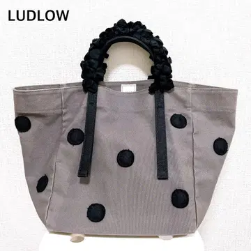 라들로 LUDLOW 도트 무늬 토트백 캔버스 소재 프릴 손잡이