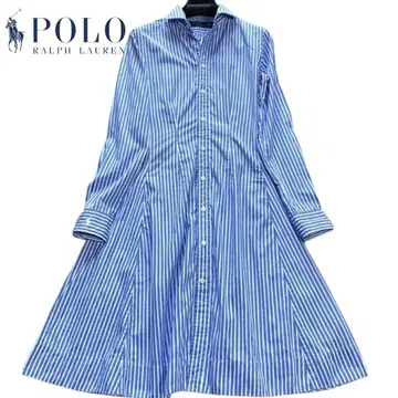 [ 컨디션 최상 ] 랄프 로렌 롱 셔츠 원피스 스트라이프