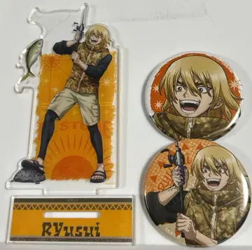 Dr.STONE 쁘띠복권 나나미 류스이 아크릴 스탠드 & 캔뱃지 세트