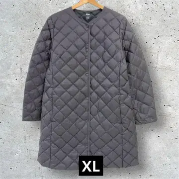 유니클로 울트라 라이트 다운 컴팩트 노카라 퀼팅 코트 그레이