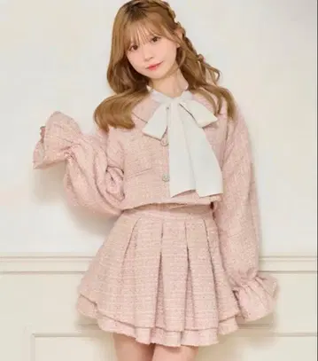 아프레 주르 트위드 자켓 핑크 새상품