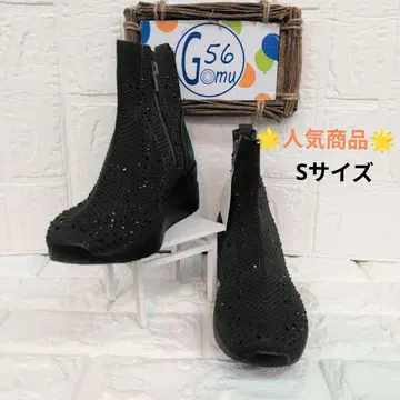 Gomu56 비쥬 반짝이 니트 스니커즈 부츠 S 사이즈