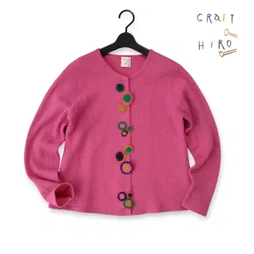 새상품급 CRAFT HIRO 크라프트 히로 자수 모티브 니트 가디건