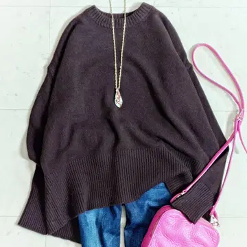 새상품급 플라스테 PLST 캐시미어 혼방 라무 울 니트 스웨터 브라운