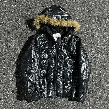 퍼 다운 광택 짧은 기장 archive 00s 헤이세이 갸루 블랙 그런지