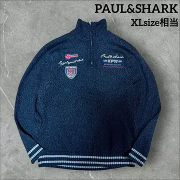 [빅 사이즈] PAUL&SHARK 양면 자수 로고 하프 지퍼 니트 XL