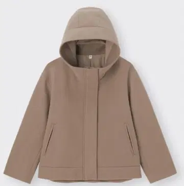 GU 코지 멜톤 숏 후디 코트 브라운 L