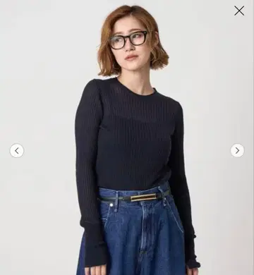 conte 시어 리브 크루넥 니트