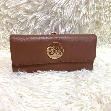 HANAE MORI 하나에모리 가마구치 장지갑 소가죽 카멜